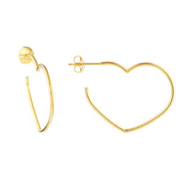 Load image into Gallery viewer, Open Heart Hoop 14kt Gold Earrings