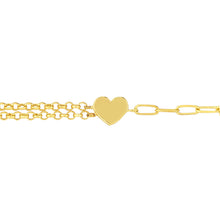 Load image into Gallery viewer, 50/50 Paper Clip + Double Rolo Heart Bracelet
