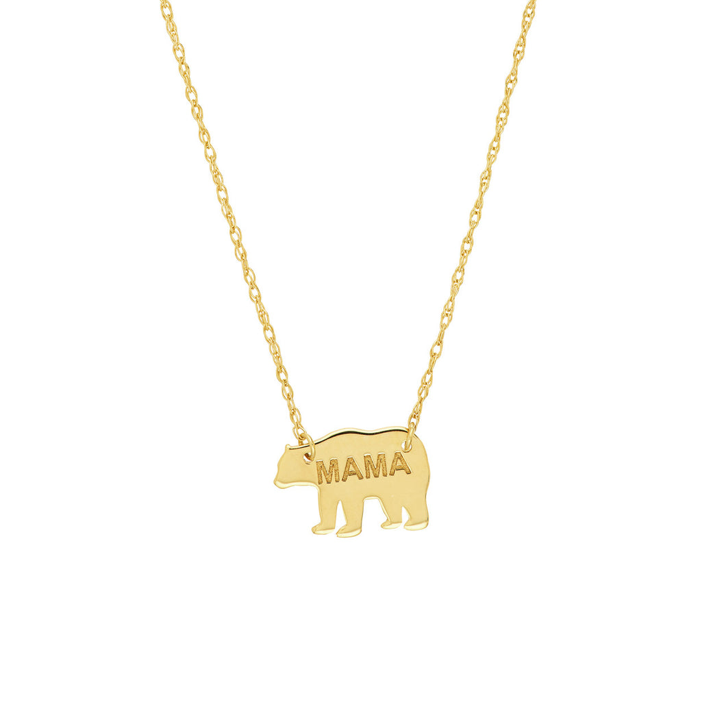 Mama Bear Necklace 14kt Gold