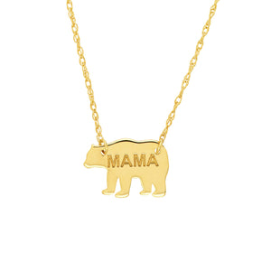 Mama Bear Necklace 14kt Gold