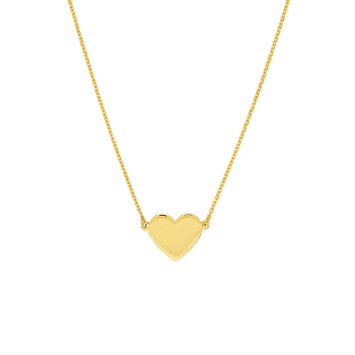 Simple Flat Heart Adjustable 14kt Gold Necklace