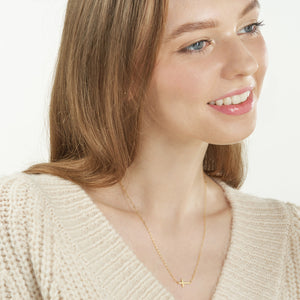 East to West Cross Paper Clip Necklace