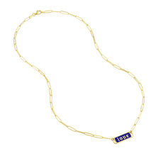 Load image into Gallery viewer, Enamel &quot;Love&quot; Paper Clip Gold Necklace