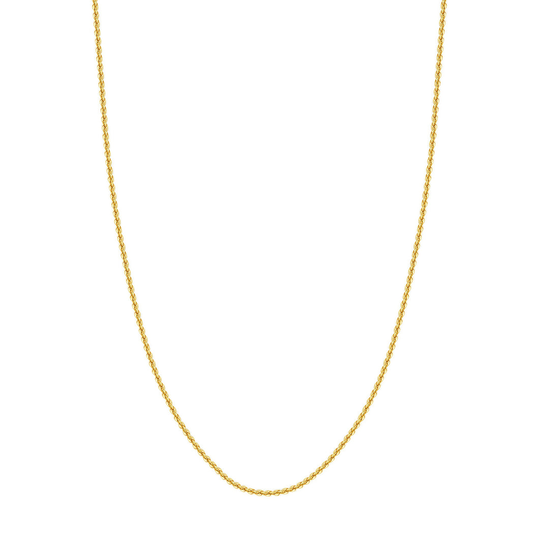 14kt Gold Classic Light Rope Chain with Lobster Lock 2.30mm