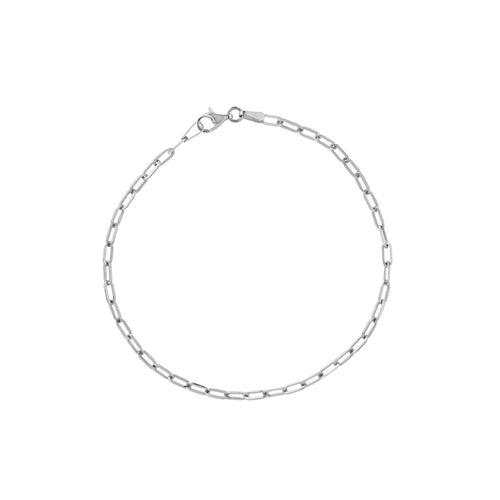 Sterling Silver Paper Clip Chain Anklet 2.5mm/ 10