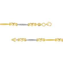 Load image into Gallery viewer, Two-Tone Heart and Bar Stampato 14kt Gold Bracelet