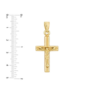 14K Textured Crucifix Pendant