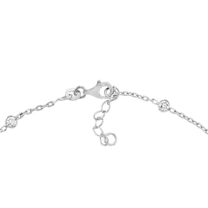 Adjustable Sterling Silver Anklet with CZ Stations 10"