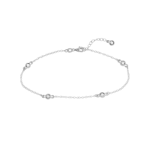 Adjustable Sterling Silver Diamond Illusion Anklet 10