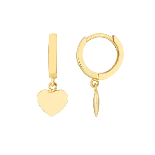 Heart Drop Mini Huggie Hoop 14kt Gold Earrings