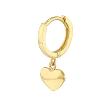 Load image into Gallery viewer, Heart Drop Mini Huggie Hoop 14kt Gold Earrings