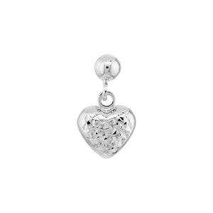 Diamond-Cut Puffed Heart Dangle Earrings