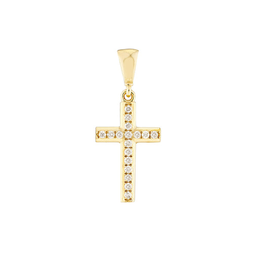 Mini CZ Cross 14kt Gold Pendant